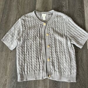 Gray Cable Knit Women's Cardigan
